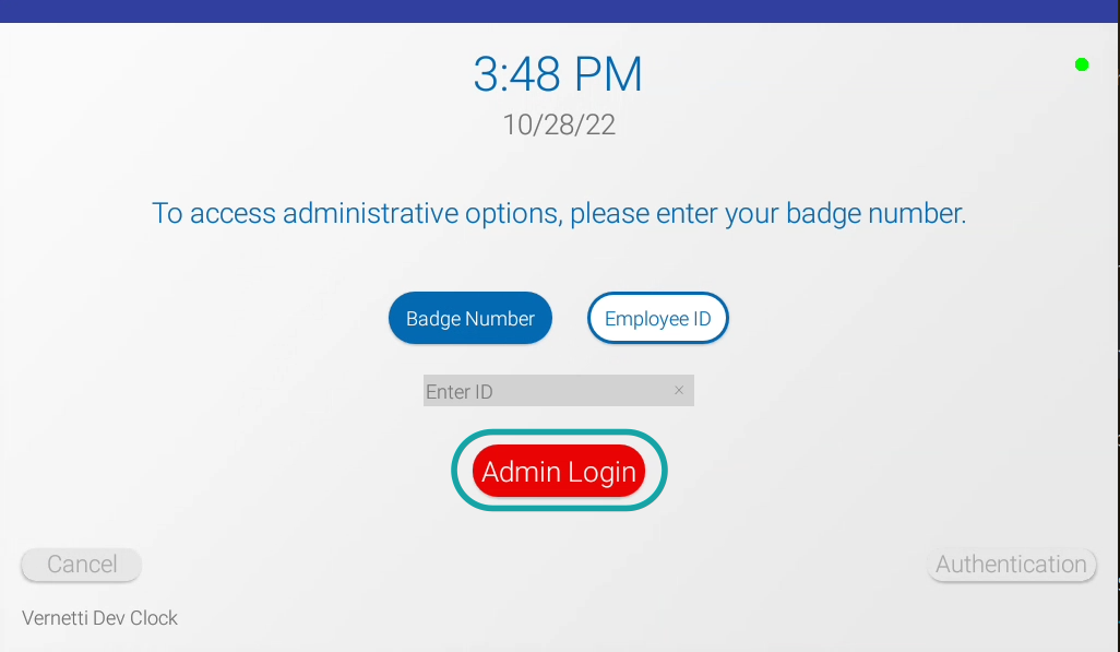 the admin login button is located near the bottom center of the screen