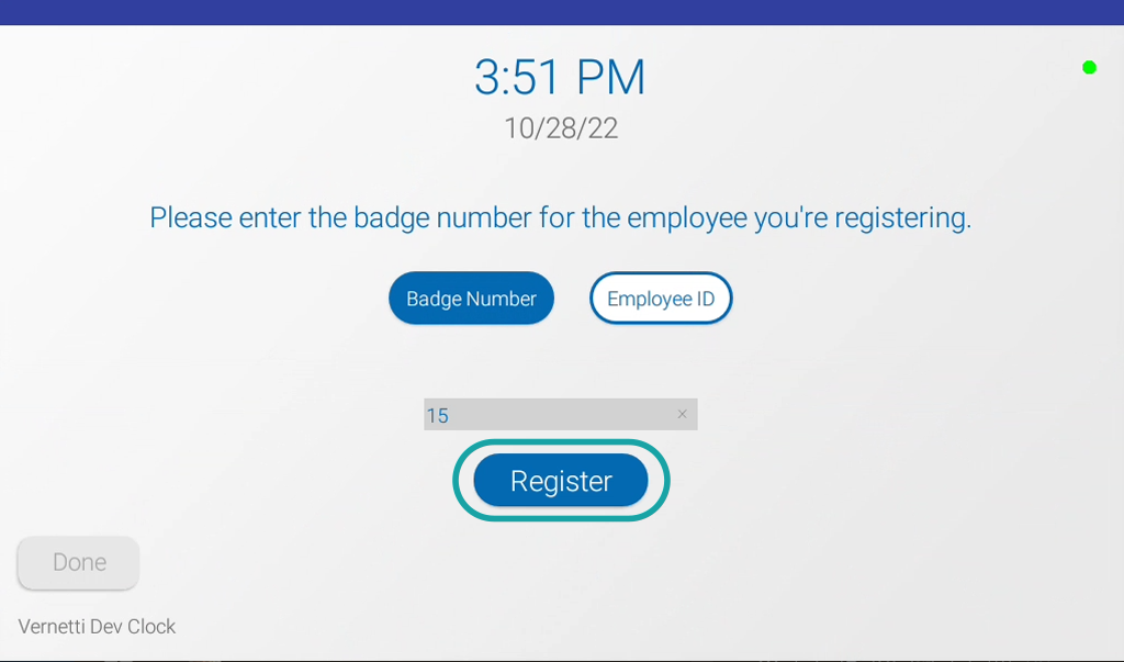 the register button is located near the bottom center of the screen