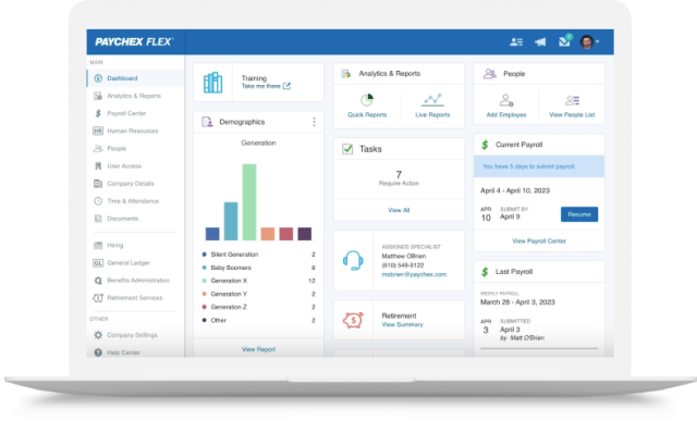 Paychex Flex dashboard on laptop