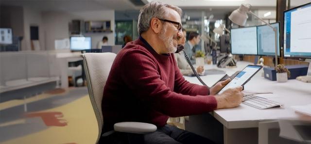 A business person working with Paychex Flex