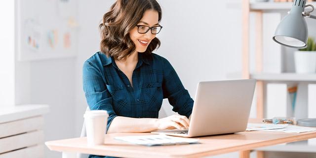 Business owner working on a computer