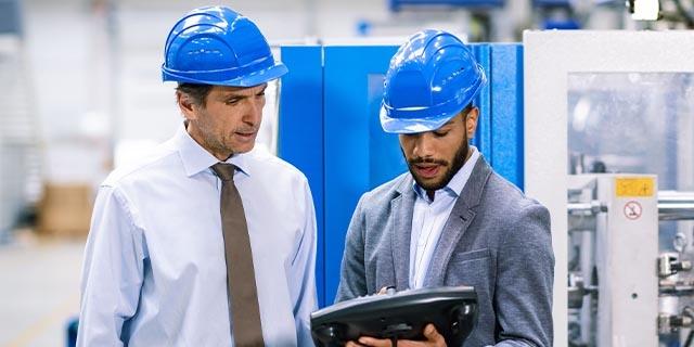 Employees working in a construction area