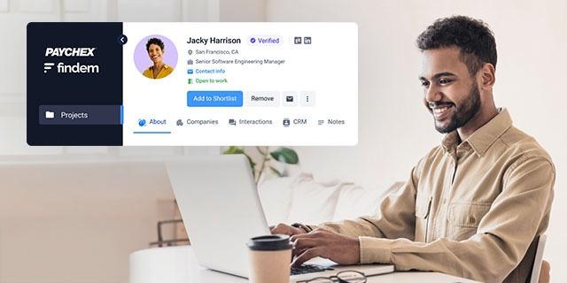 HR employee checking findem on laptop