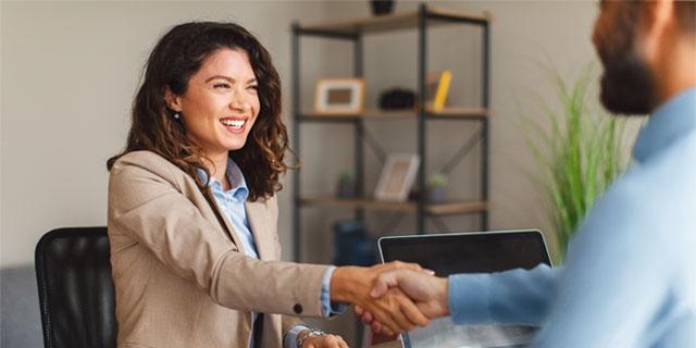 An employee going through the interview process