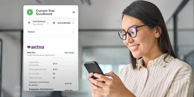 employee checking their benefits on their phone