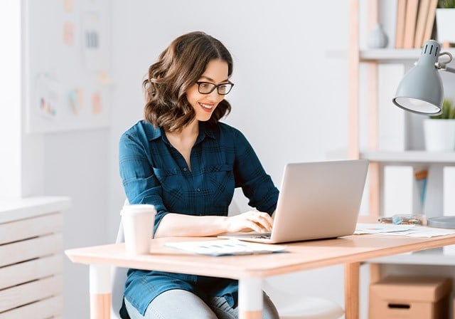 Business owner working on a computer