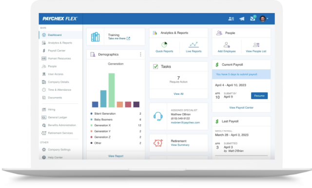 Paychex Flex dashboard on laptop