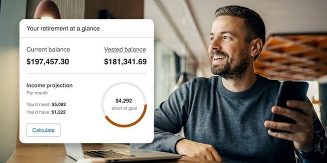 An employee looking at their retirement plan balance